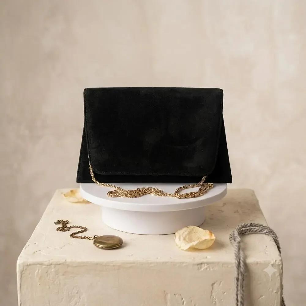 Andé Black Evening Bag - Mid-Century Vintage Convertible Clutch with chain